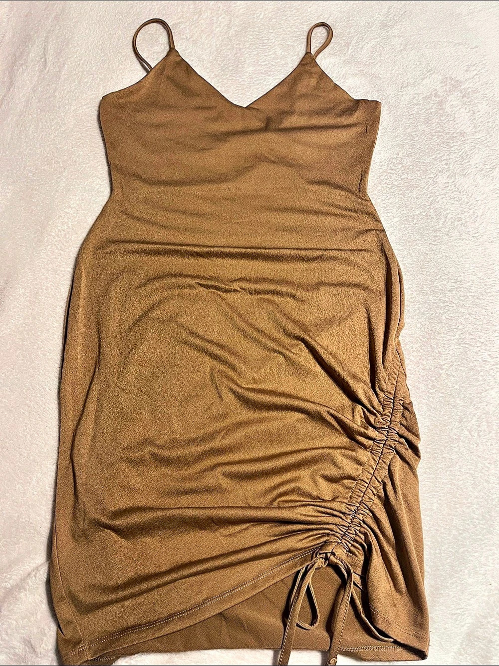 Ruched Mini Dress in Brown Size Medium NWT